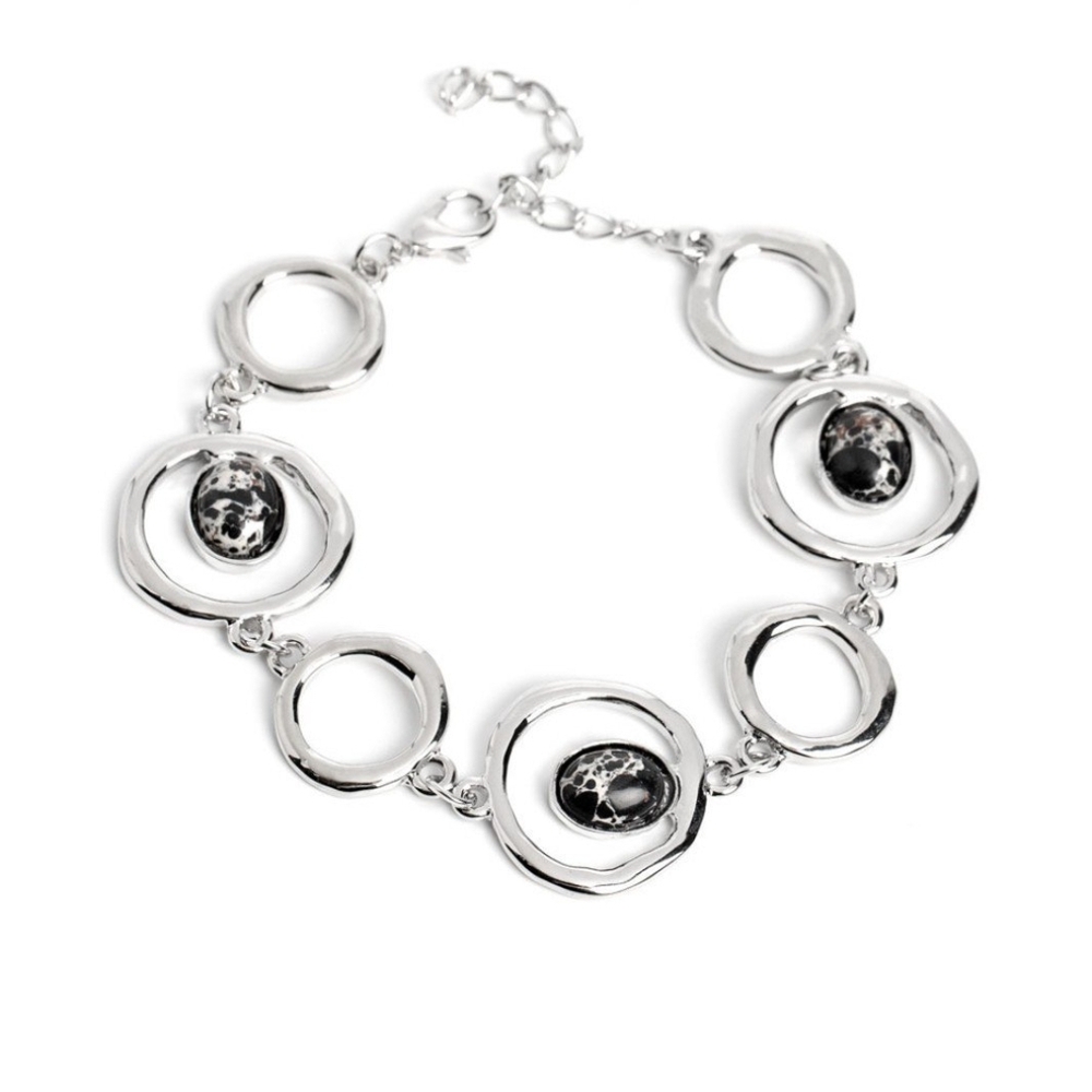 Elegant Silver and Black Bracelet Marble Myriad Black Fashion Jewelry Paparazzi